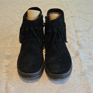 UGG Black Suede Fringe Ankle Boots